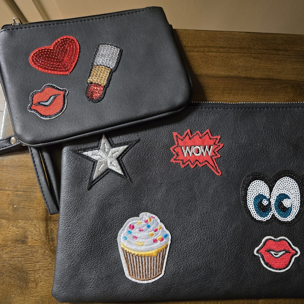 Black Clutch Set with Fun Patches
